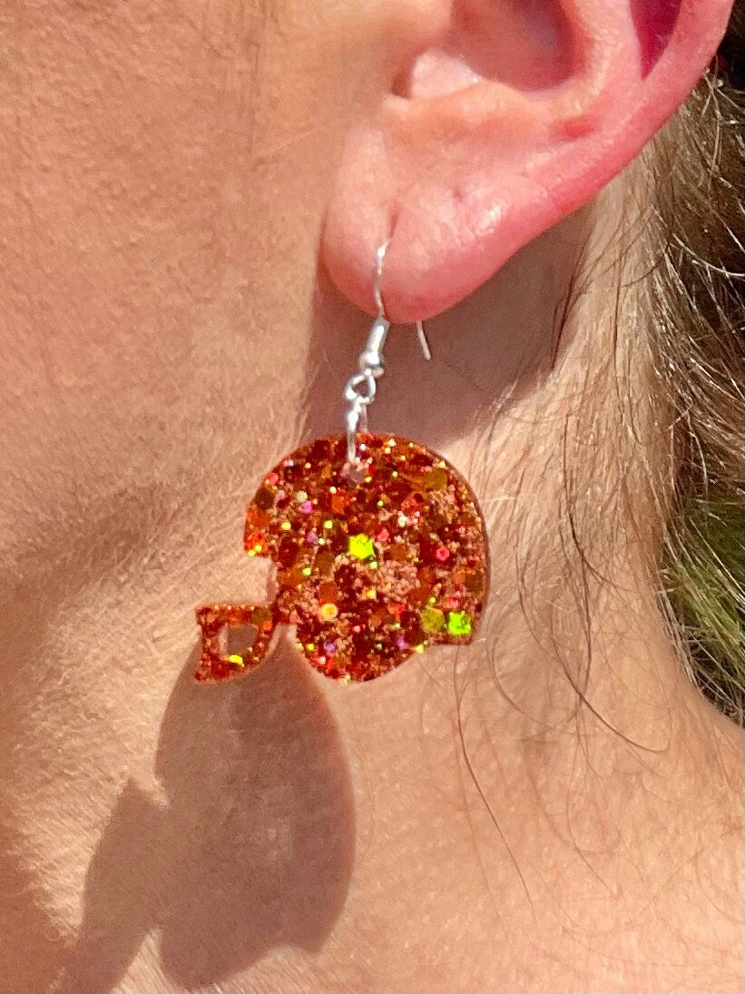 Football Helmet glitter resin earrings