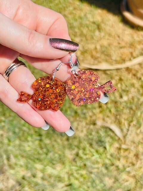Football Helmet glitter resin earrings