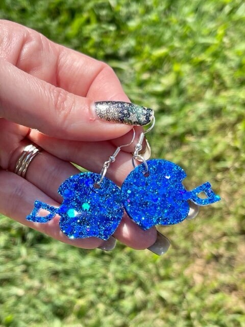 Football Helmet glitter resin earrings