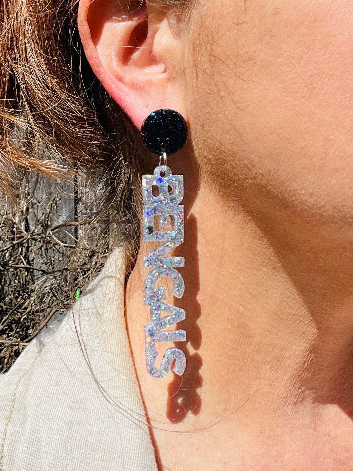Bengals Game Day glitter resin earring