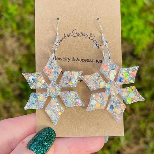 Sparkly Snowflake earrings - 8 different styles - handmade jewelry