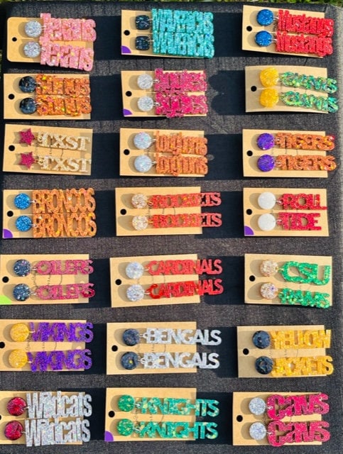 Customizable Houston Game Day Glitter Resin Earrings