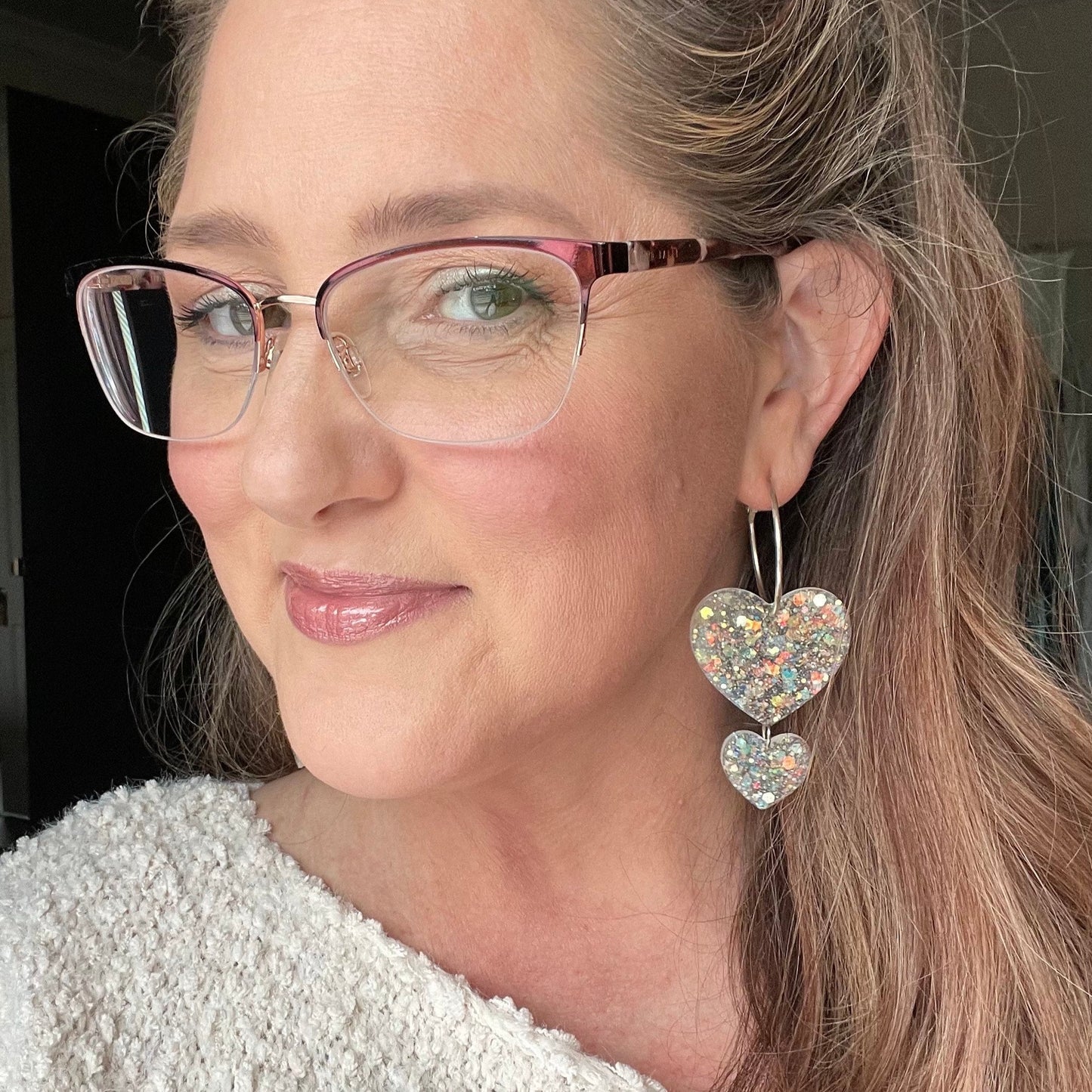 Lover era Double Heart Hoop earrings - various colors - handmade jewelry