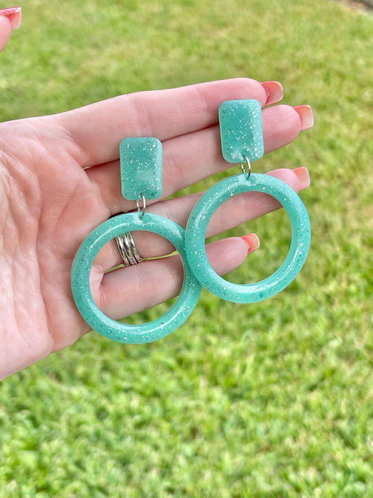 Circle hoop resin glitter earrings