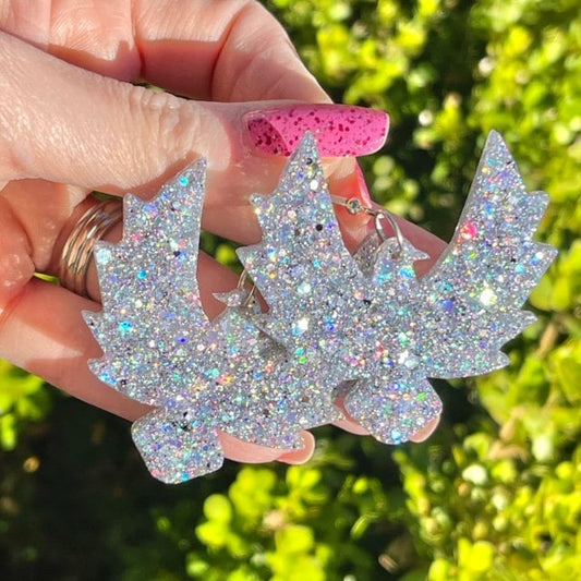 Phoenix bird glitter resin earrings