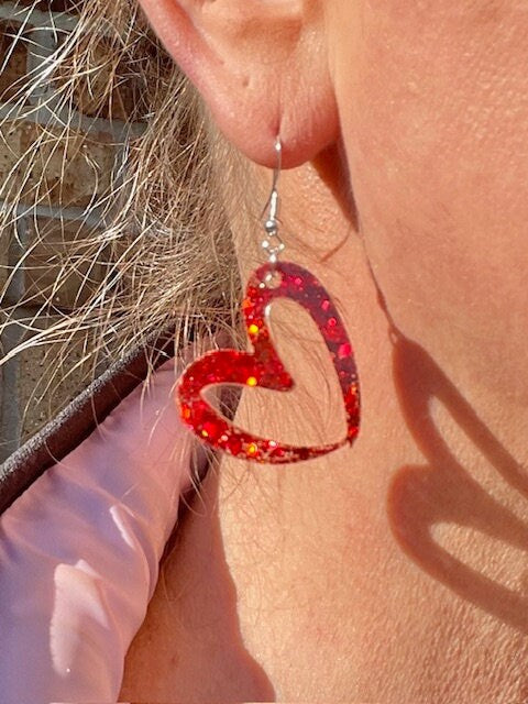 Cute Resin Heart glitter resin earrings