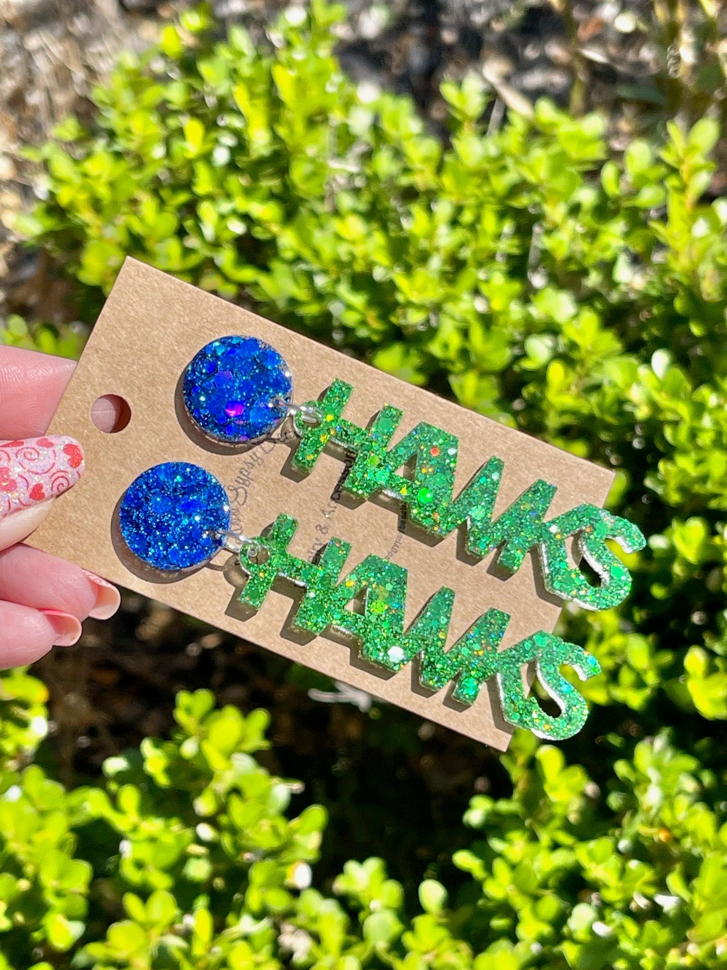 Hawks Game Day Glitter resin Earrings