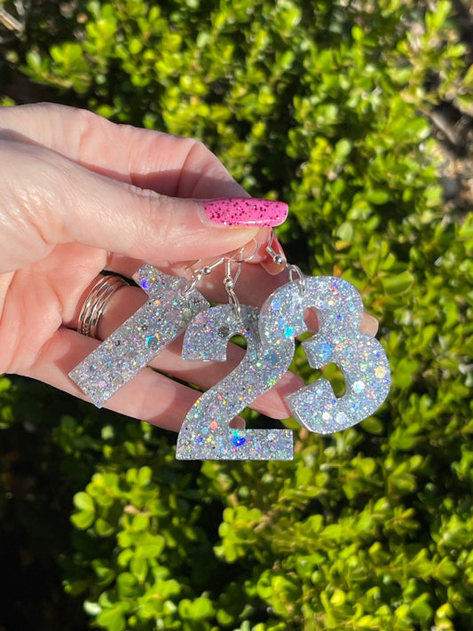 Set of 20 Interchangeable Number earrings for birthday, graduation, New Year's eve, Sporting events