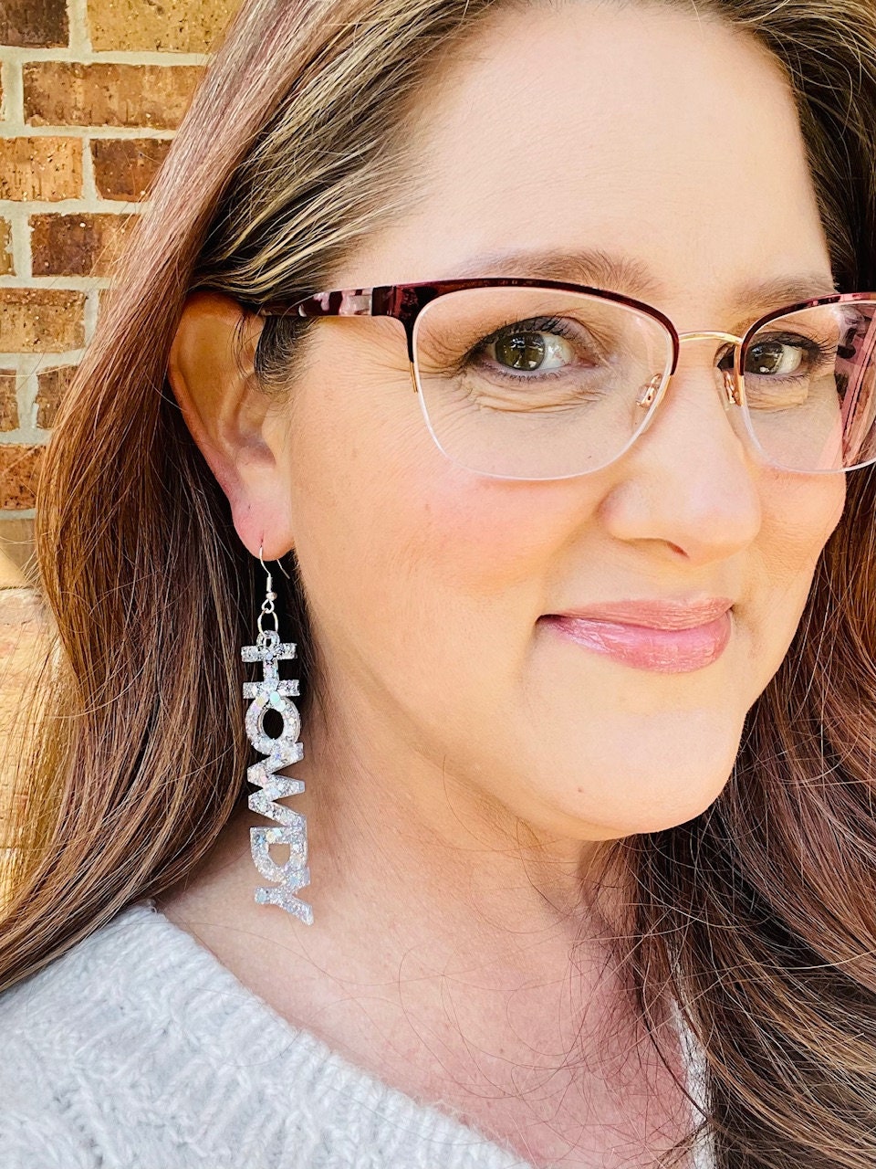 Howdy glitter resin earrings