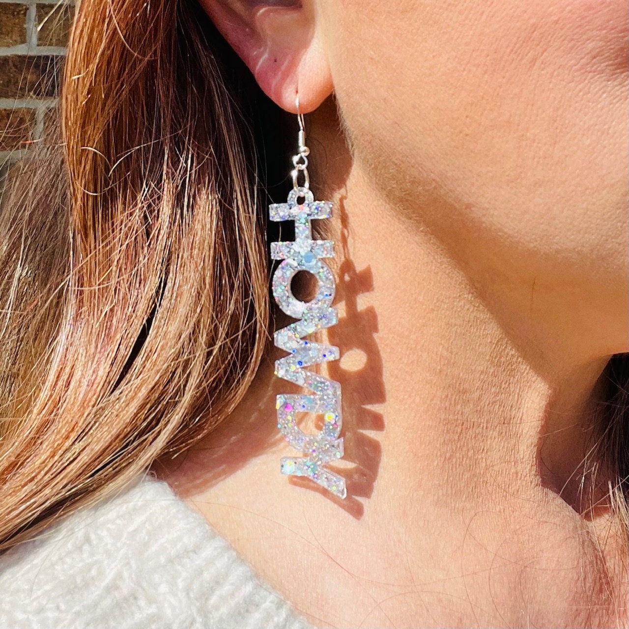Howdy glitter resin earrings