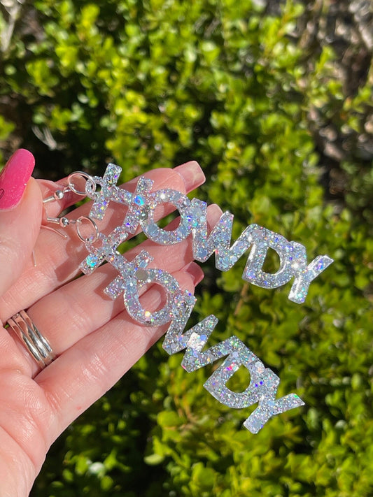 Howdy glitter resin earrings