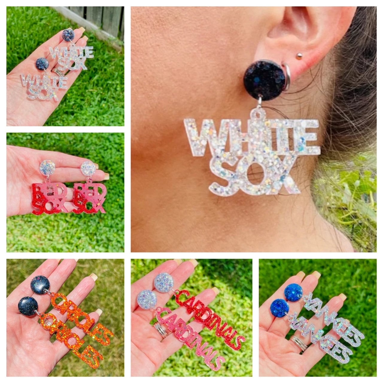 Custom Baseball Game Day Word Glitter Resin Earrings