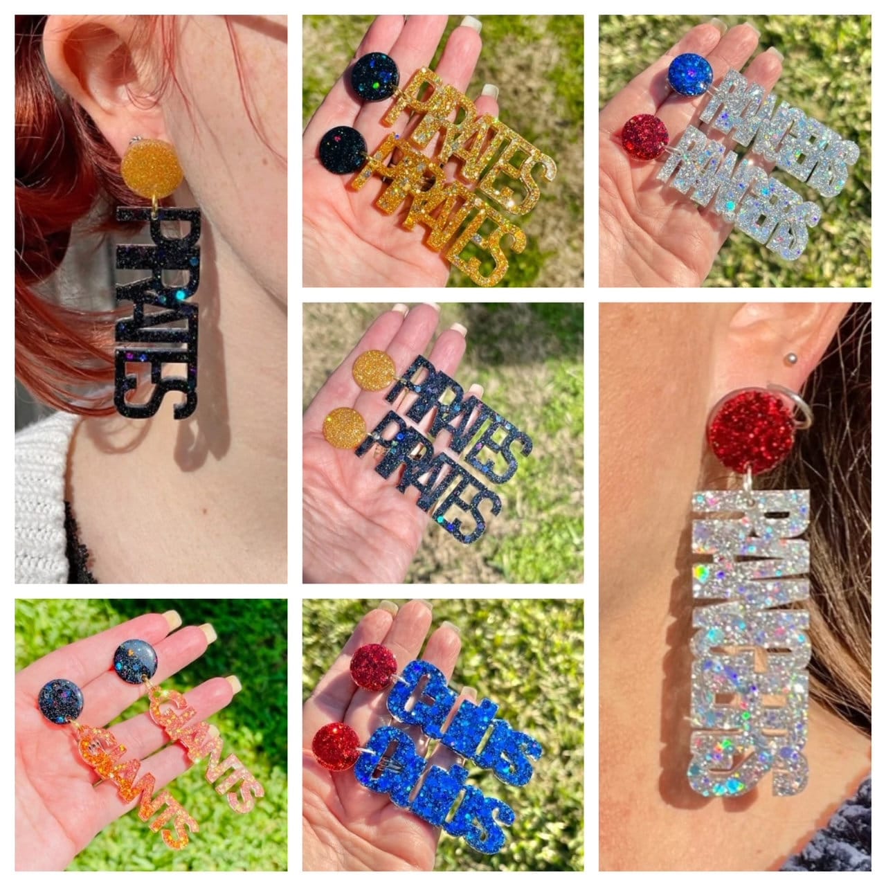 Custom Baseball Game Day Word Glitter Resin Earrings