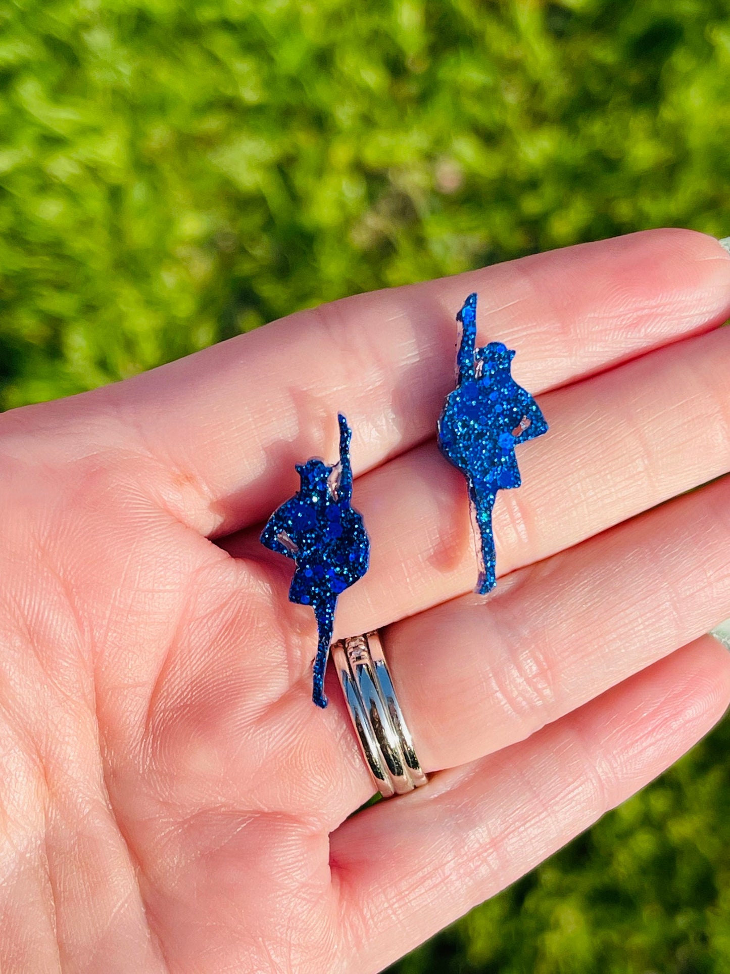 Drill team kicker glitter resin earrings