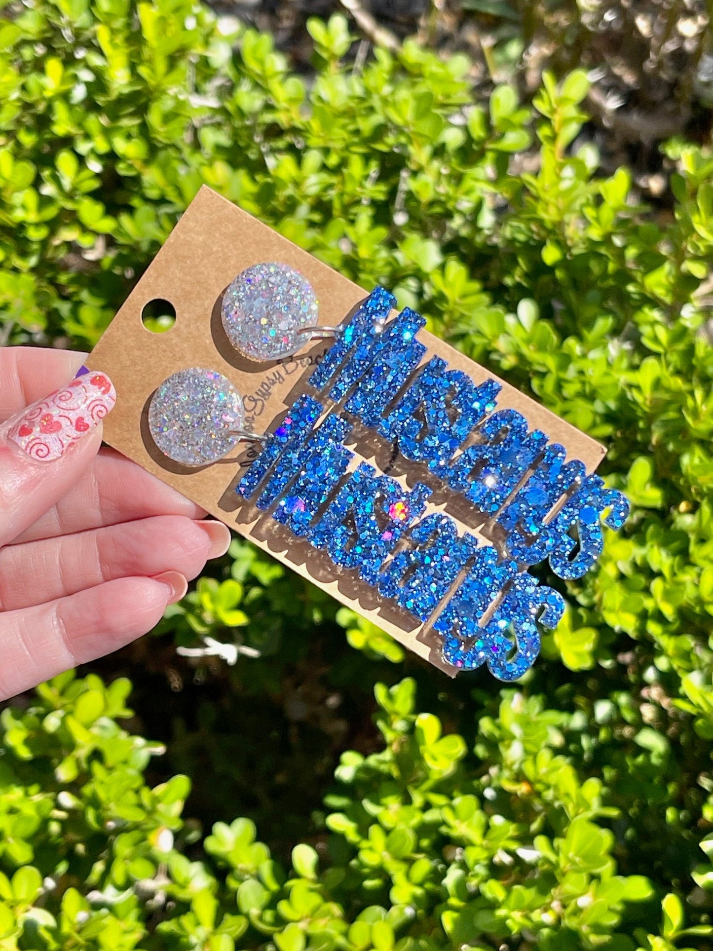 Mustangs Game Day glitter resin earrings
