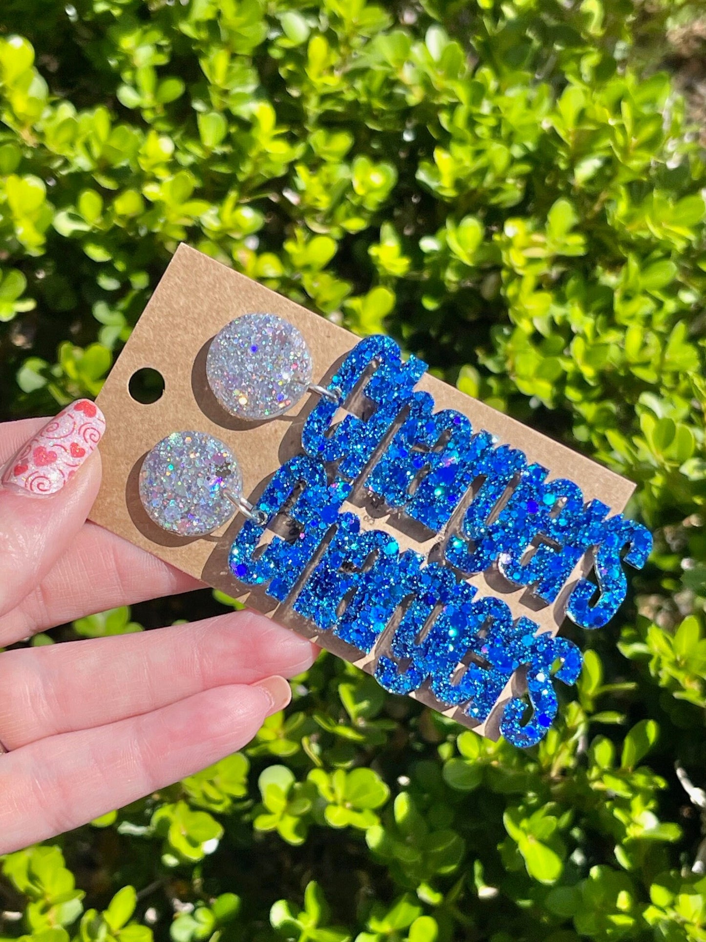 Chargers game day glitter resin earrings