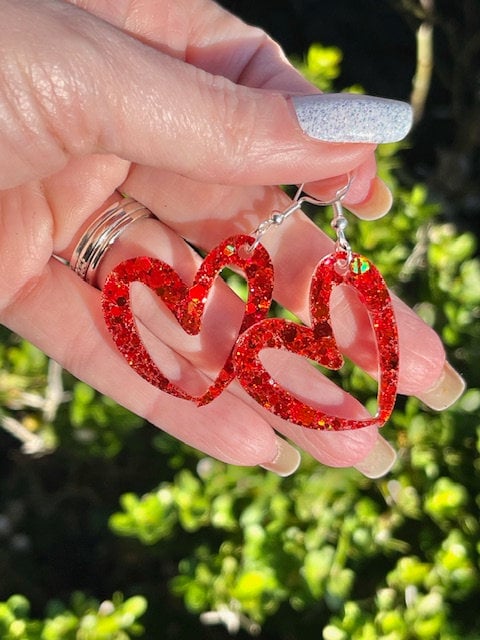 Cute Resin Heart glitter resin earrings