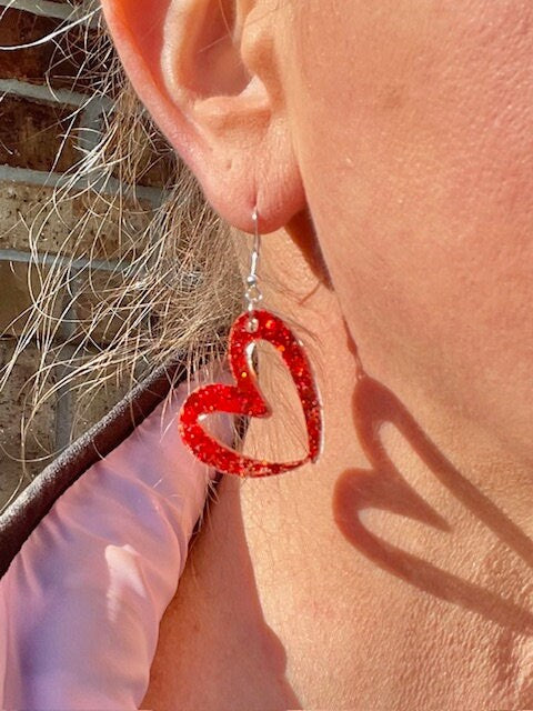Cute Resin Heart glitter resin earrings