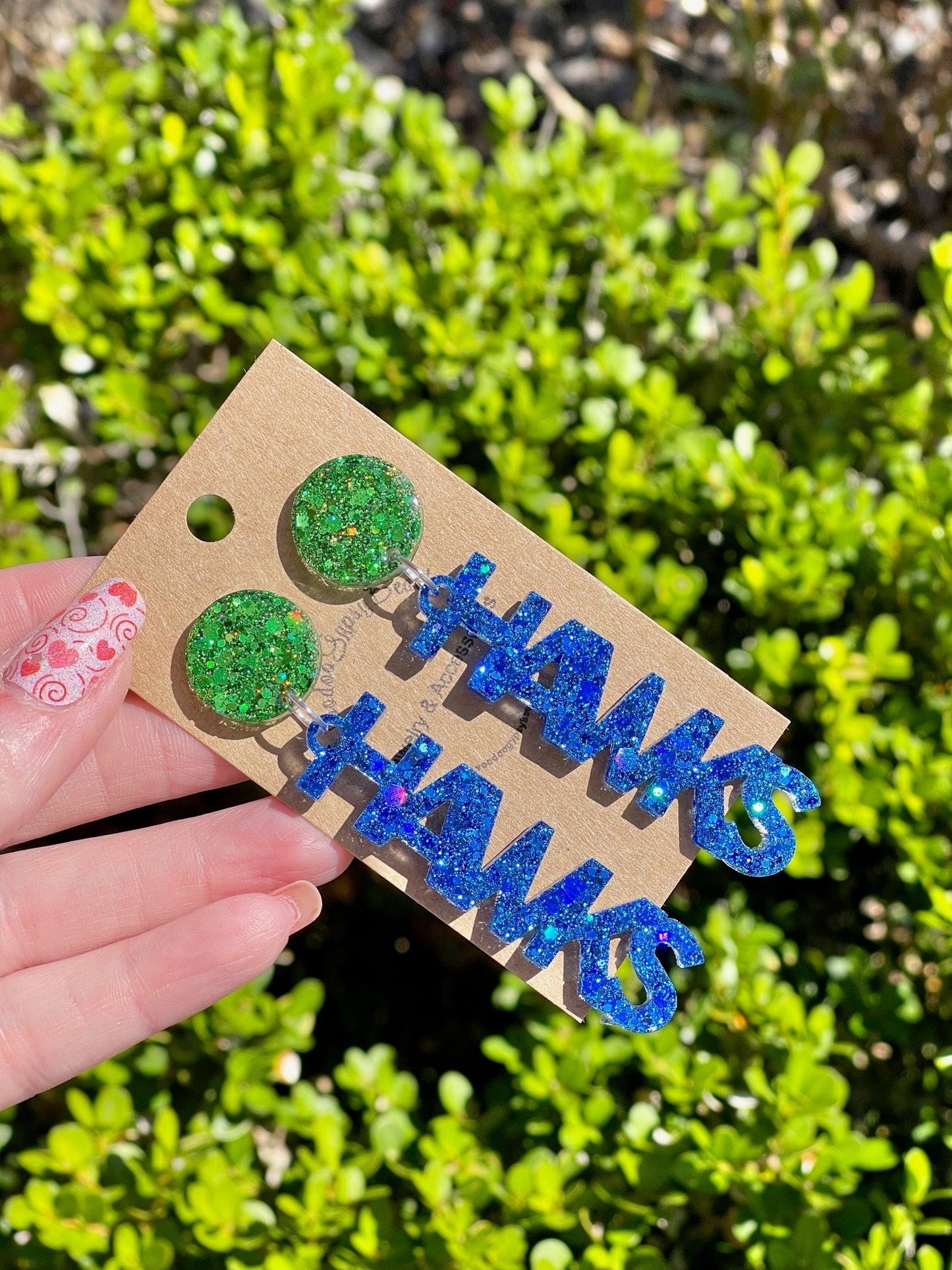 Hawks Game Day Glitter resin Earrings