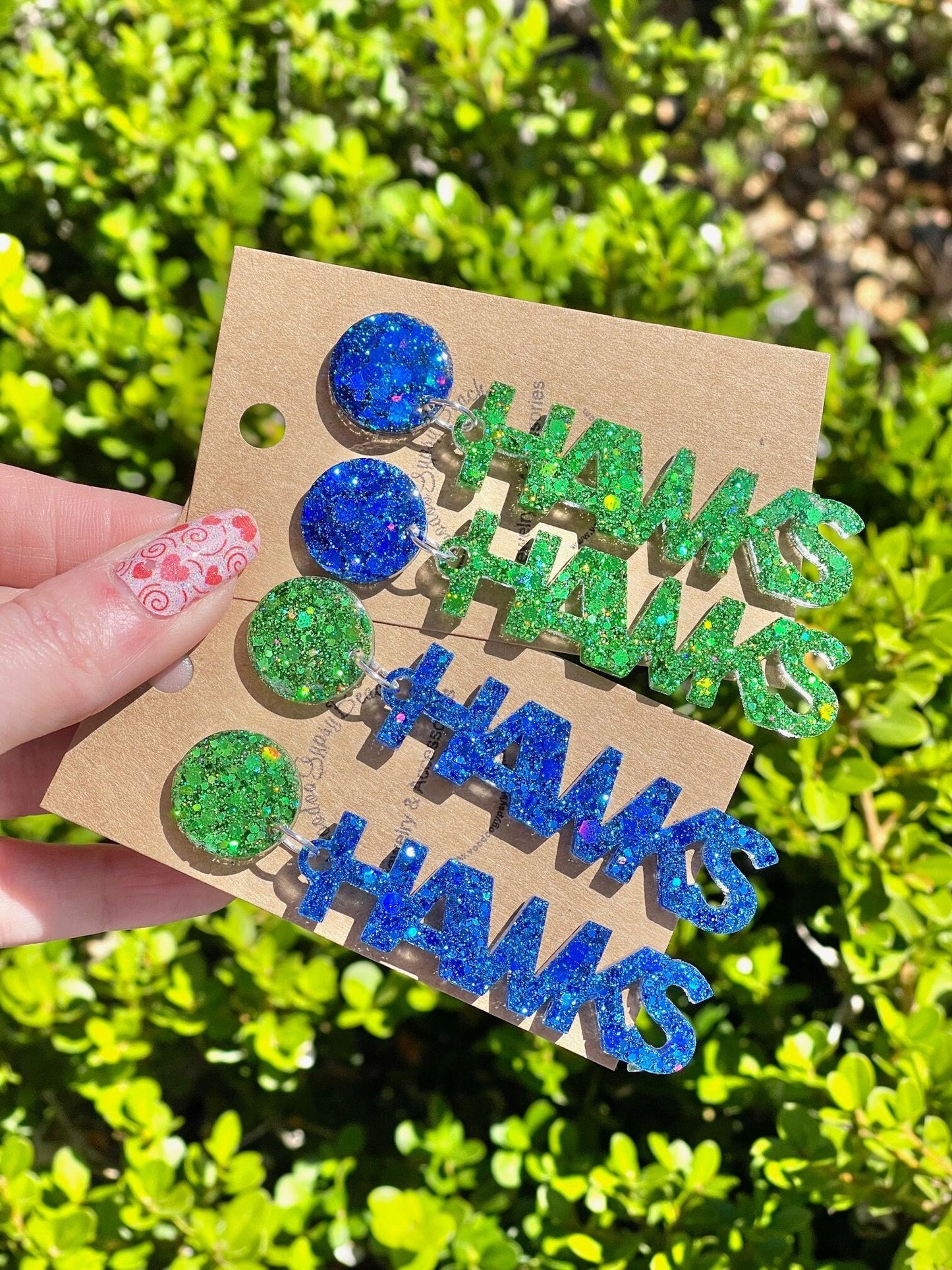 Hawks Game Day Glitter resin Earrings