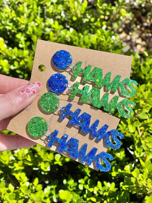 Hawks Game Day Glitter resin Earrings