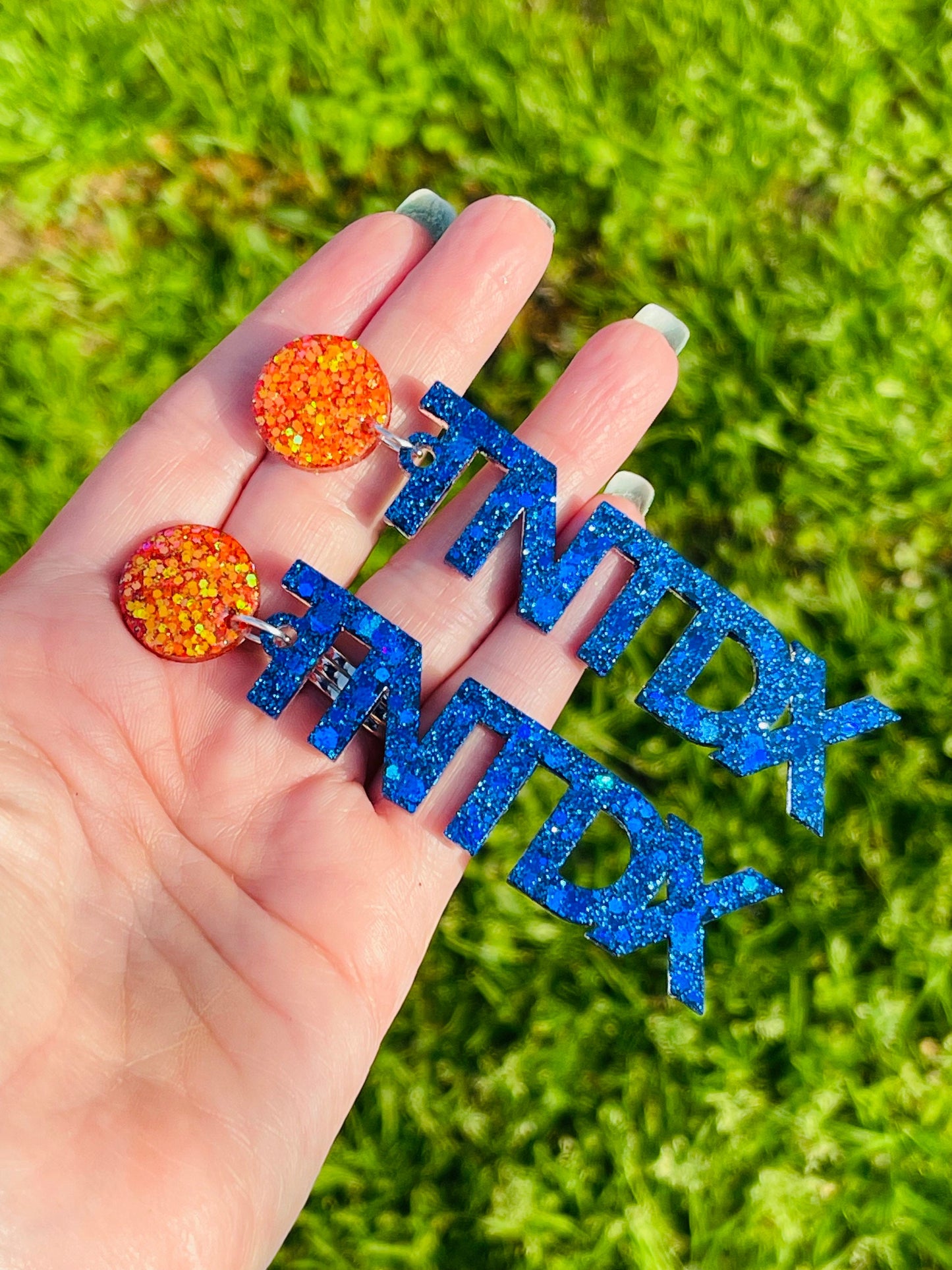 TNTDX/TNT Dance Xplosion glitter resin word earrings
