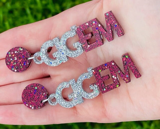 Gig 'em earrings - glitter resin earrings - Texas A&M earrings - Aggies earrings - handmade jewelry