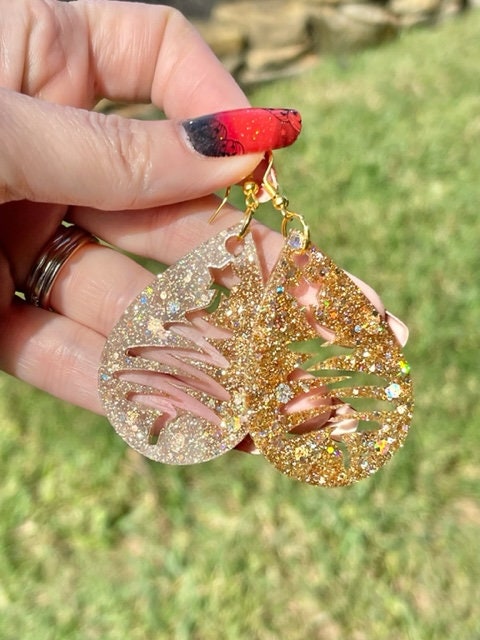 Teardrop Christmas Tree or teardrop Snowflake earrings- various colors