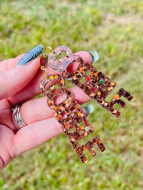 Thanksgiving GOBBLE GOBBLE earrings - Lightweight resin earring - handcrafted - handmade jewelry