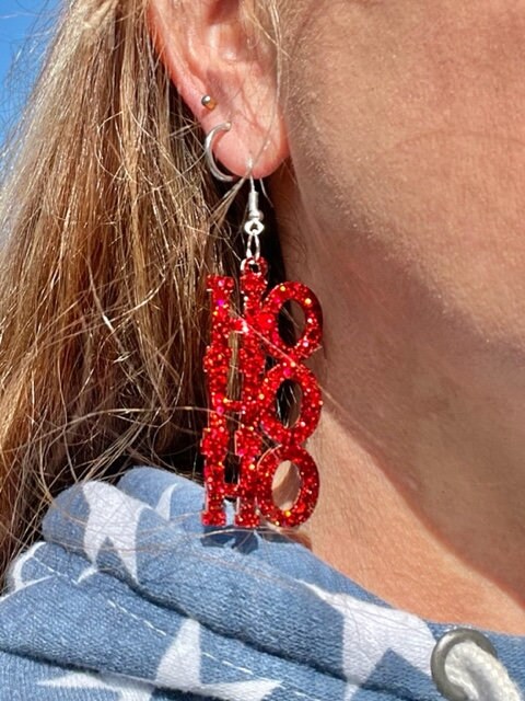 Christmas Ho Ho Ho resin earrings- Multiple colors available