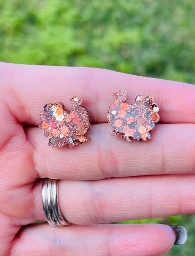 Thanksgiving turkey stud earrings - resin earrings - handcrafted - handmade jewelry