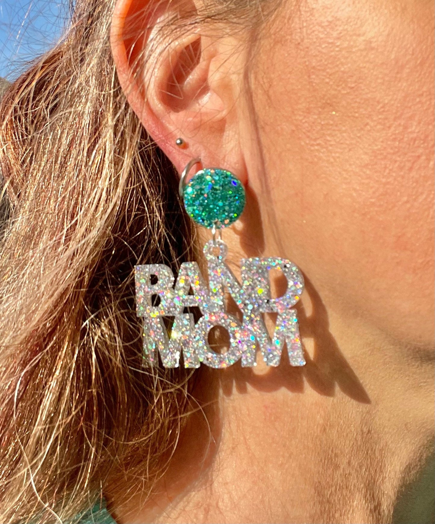 Band mom glitter resin earrings - choose your colors - handmade jewelry