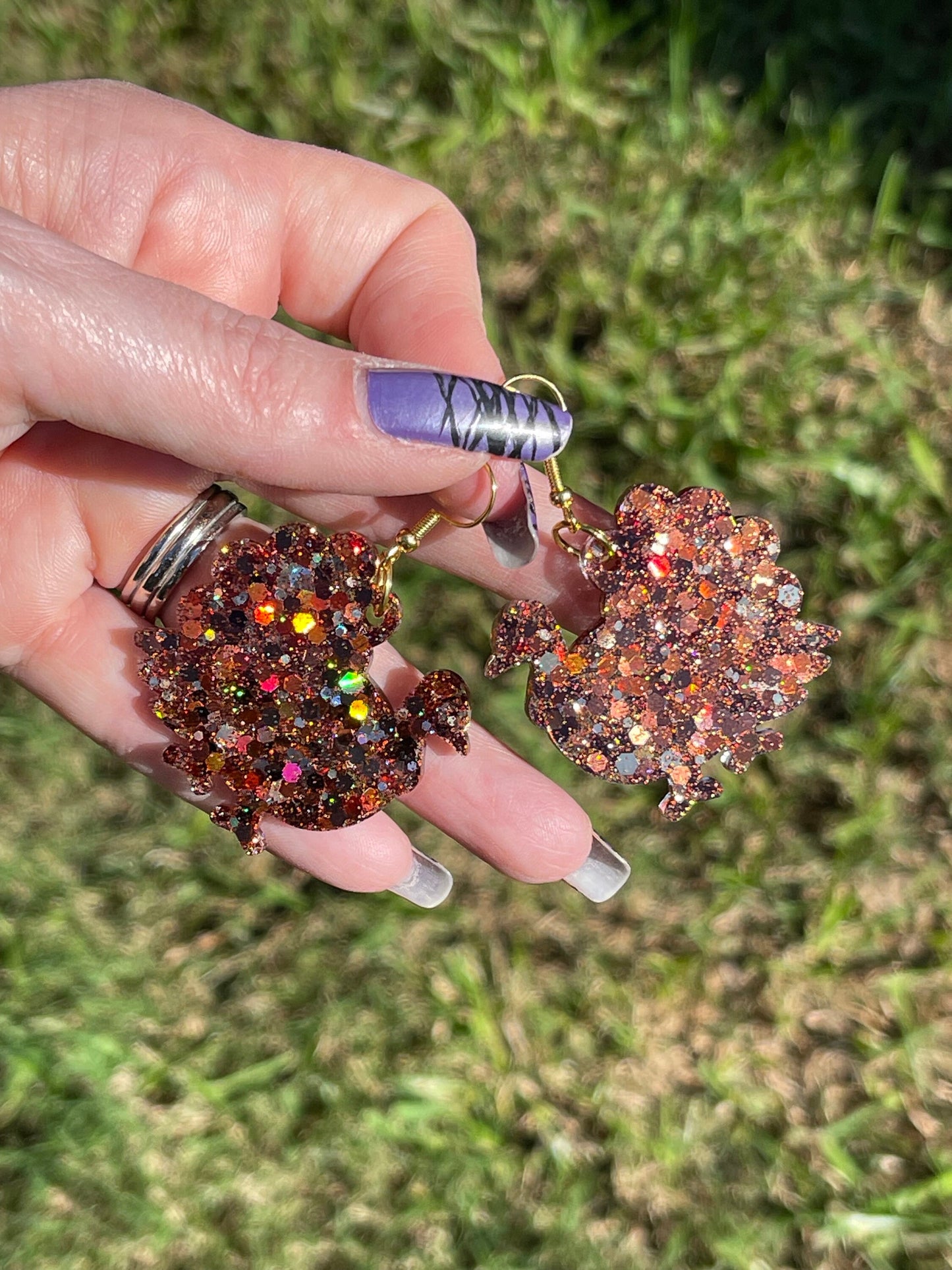 Thanksgiving turkey earrings - Lightweight resin earrings - handcrafted - handmade jewelry