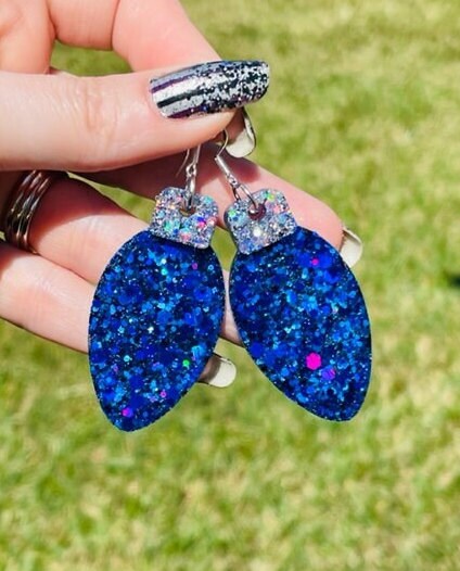 Christmas bulb resin earrings- Multiple colors available - Xmas light jewelry