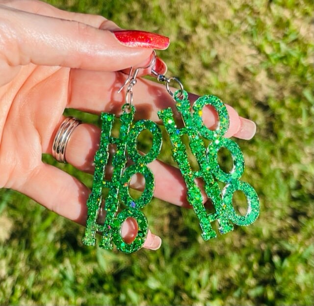 Christmas Ho Ho Ho resin earrings- Multiple colors available