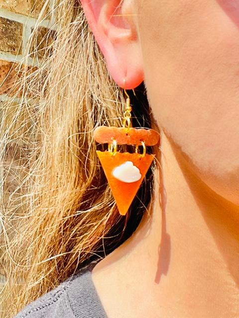 Super lightweight Pumpkin Pie earrings - resin earrings - handcrafted - handmade jewelry