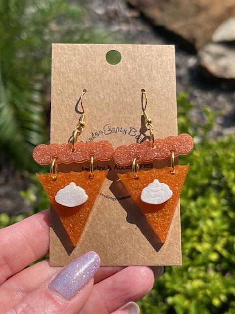 Super lightweight Pumpkin Pie earrings - resin earrings - handcrafted - handmade jewelry