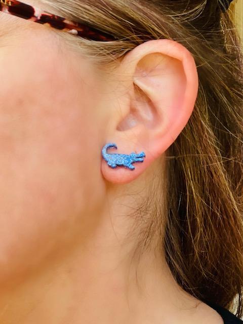 Gator stud earrings - Multiple Colors - Alligator stud glitter resin earring- Dickinson High School Gators - handmade jewelry