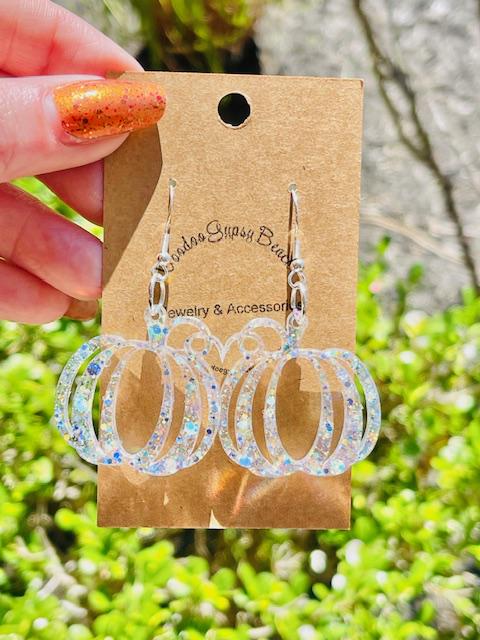 Princess pumpkin earrings - Super lightweight glitter resin earrings - handcrafted