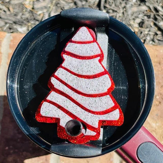 Christmas tree cake resin tumbler topper