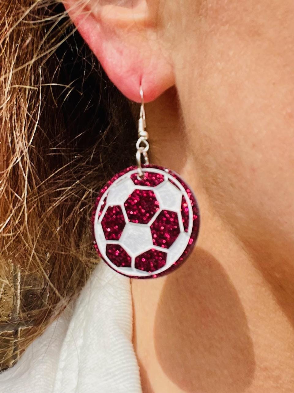 Lightweight Soccer ball resin earrings - handcrafted - Multiple colors - handmade jewelry