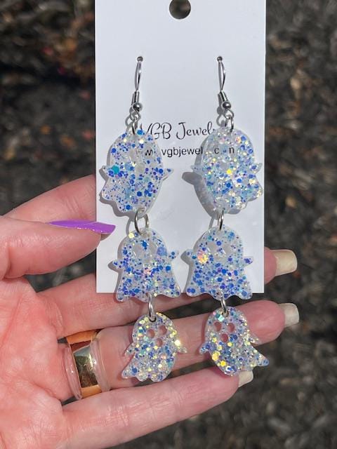 Cute trio of Halloween Ghost Earrings - Hauntingly Adorable! handmade jewelry
