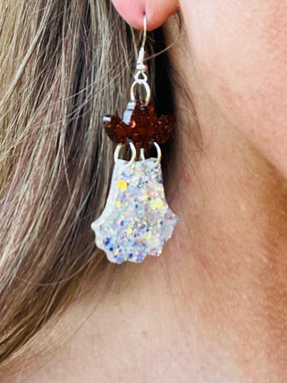 Cowboy Ghost Earrings | Glitter Resin ghost Earrings | Western Halloween Earrings | Fall Statement Jewelry Gift