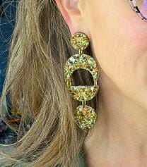 Fall colors Glitter Resin Statement Geometric Earrings | Lightweight Statement Dangles