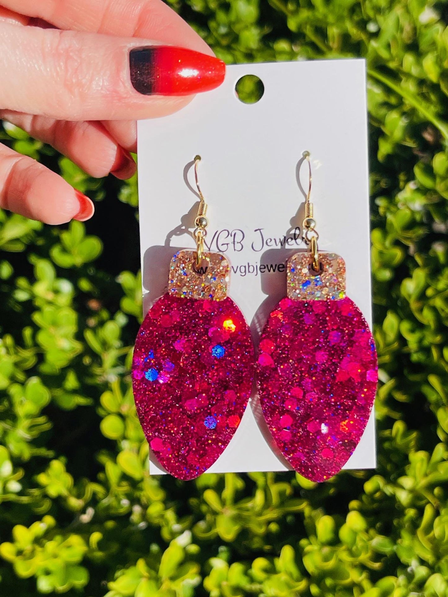 Christmas bulb resin earrings- Multiple colors available - Xmas light jewelry