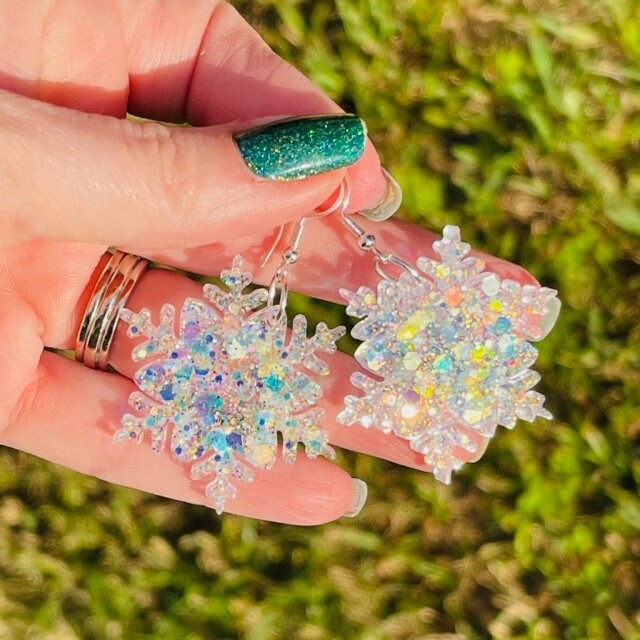 Sparkly Snowflake earrings - 8 different styles - handmade jewelry