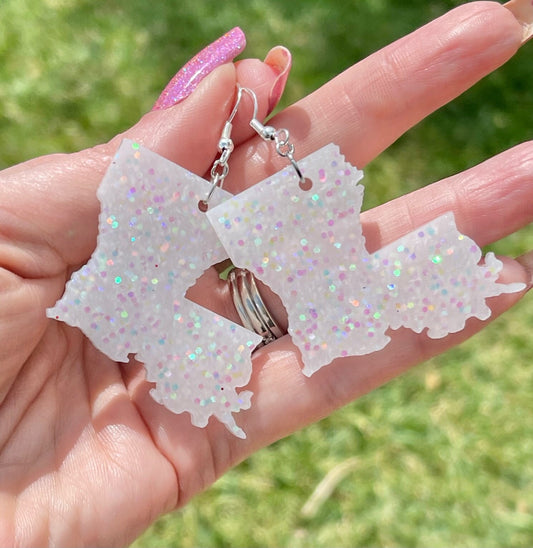Louisiana State glitter resin earrings