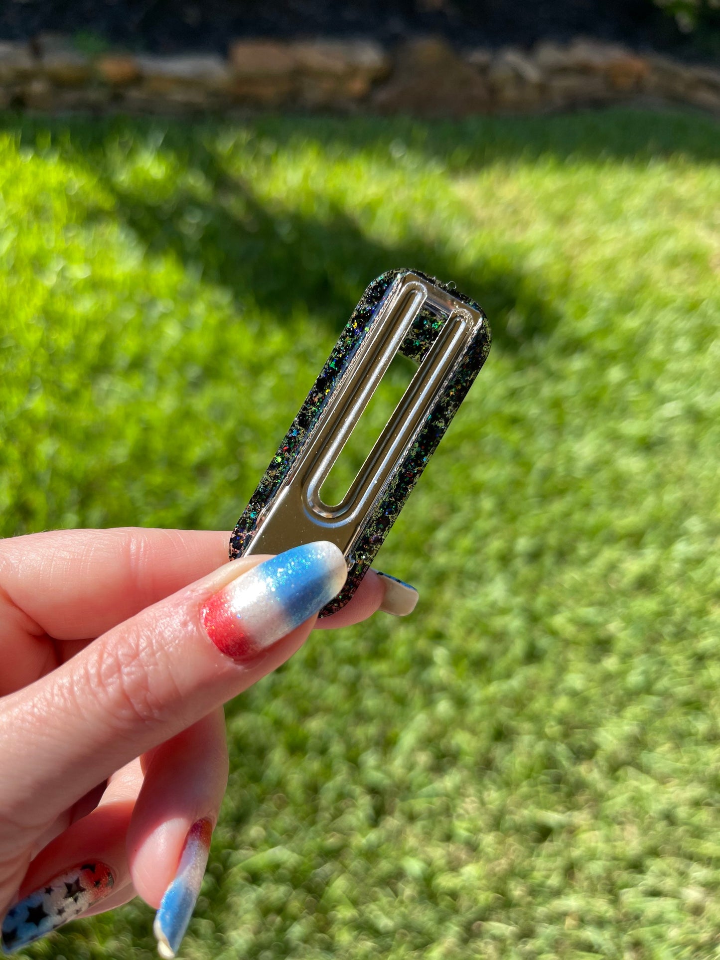 Glitter resin hair clips/barettes  - set of 2