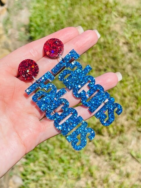 Falcons Game Day glitter resin earring