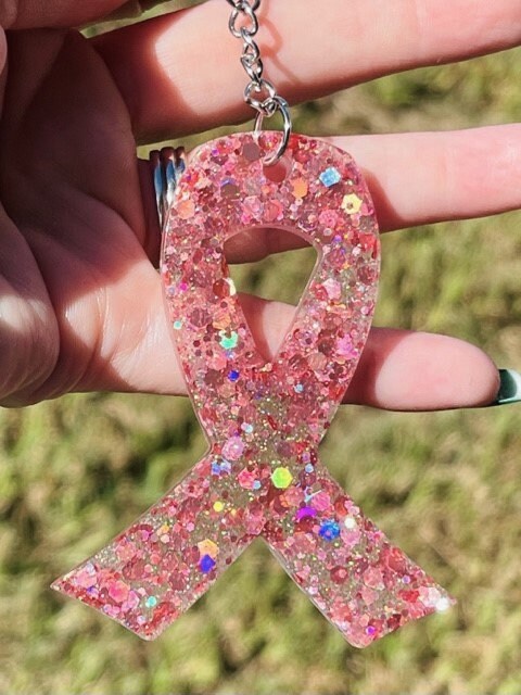 Awareness Ribbon glitter resin Keychain